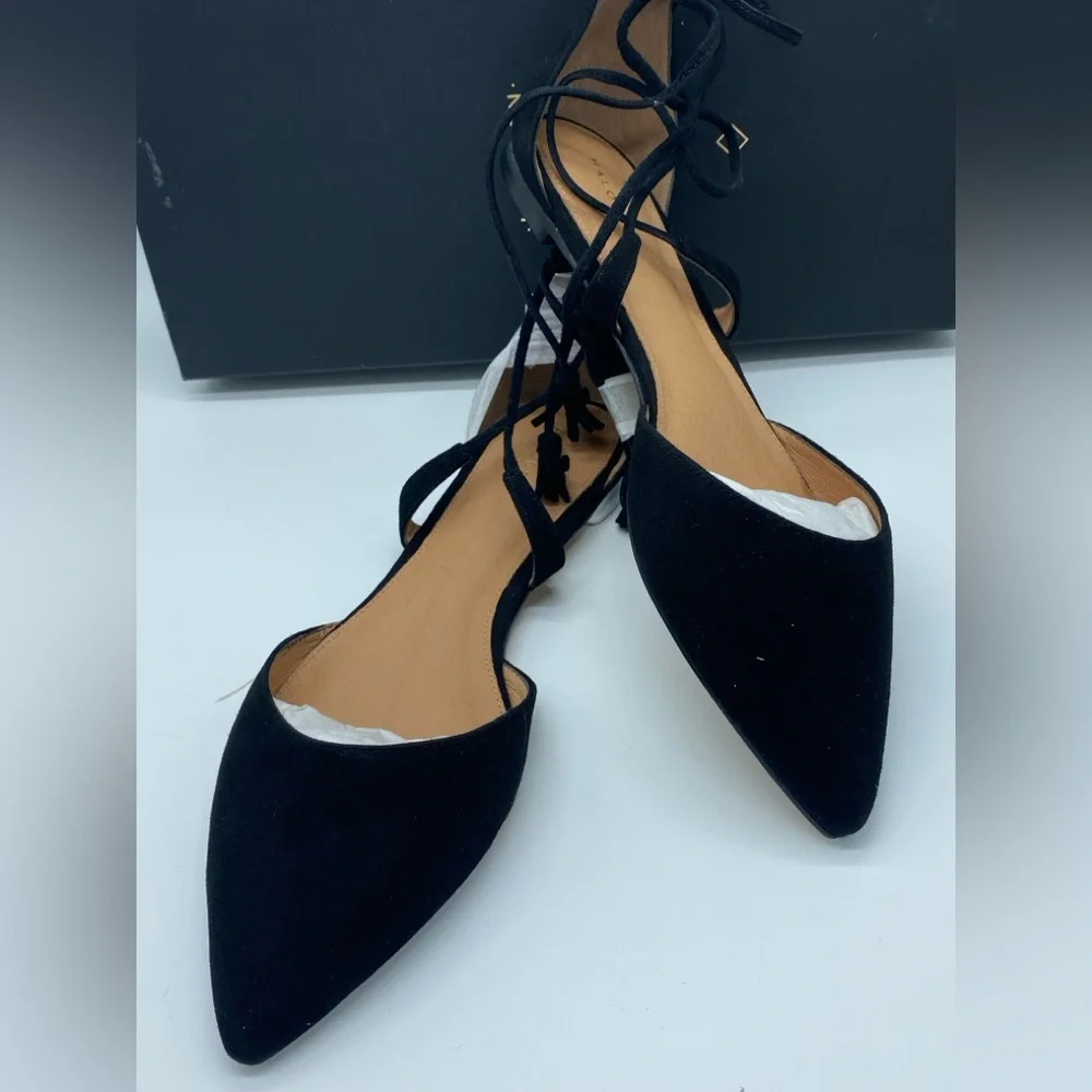 Halogen “Oliver” Black Suede Lace-Up Flats Size 7.5 brand new in box